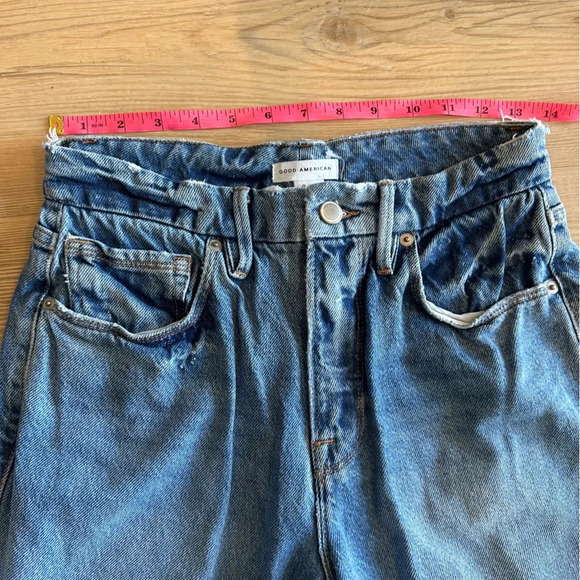 NWOT Good American Jagged Hem High Rise Straight Leg Jeans Blue641 Womens 2/26 - Picture 10 of 10